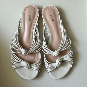 SCHUTZ cream leather sandals with knot detail size 7.5